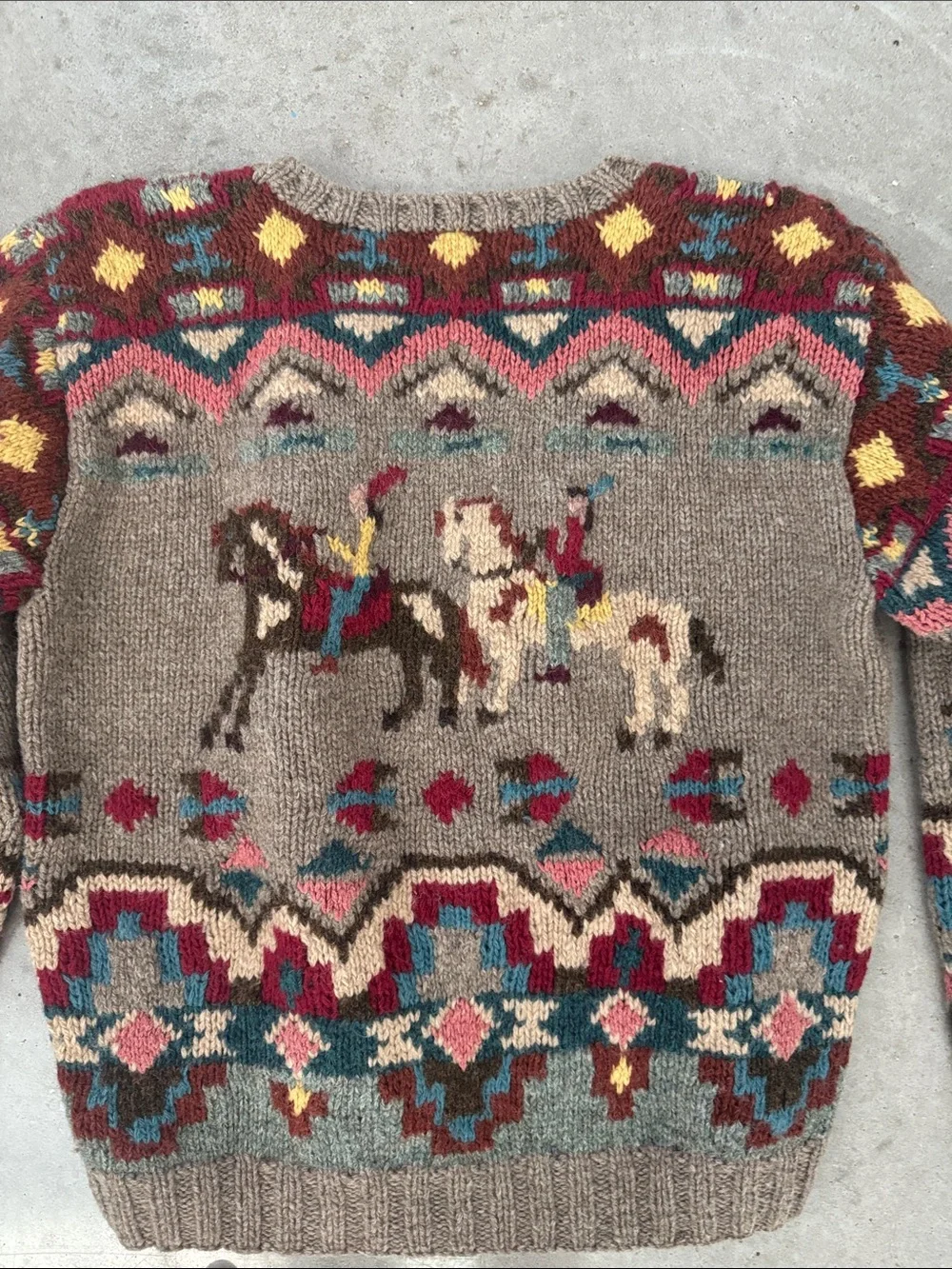 Vintage Ralph Lauren Country Wool Intarsia Polo Horse Southwestern Sweater W - Picture 4 of 4
